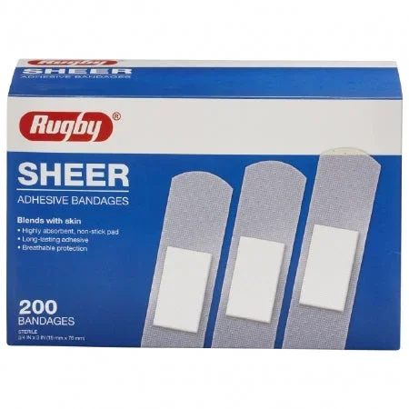 Major Pharmaceuticals Rugby Adhesive Strip 3/4 X 3 Inch Plastic Rectangle Sheer Sterile – 536111932