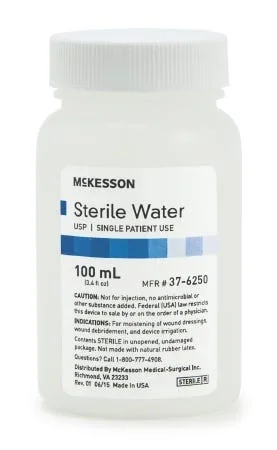 McKesson Irrigation Solution, Sterile Water for Irrigation, Not for Injection, Bottle, Screw Top, 100 mL, Case of 48