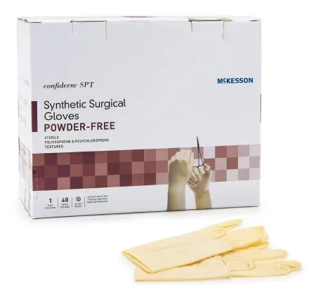 McKesson McKesson Confiderm SPT Surgical Glove Size 5.5 Sterile Polychloroprene / Polyisoprene Standard Cuff Length Textured Fingertips Yellow Not Chemo Approved – 912VA