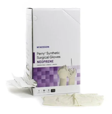 McKesson McKesson Perry Synthetic Surgical Gloves Surgical Glove Size 8.5 Sterile Polychloroprene Standard Cuff Length Smooth Cream Chemo Tested – 20-2685N