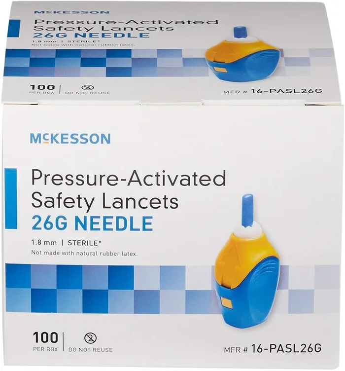 McKesson Push Button Activated Safety Lancets – 26G – 1.8 mm Depth 1