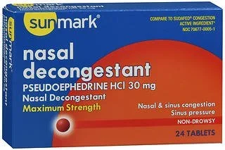 McKesson sunmark Sinus Relief 30 mg Strength Tablet 24 per Box – 70677000501