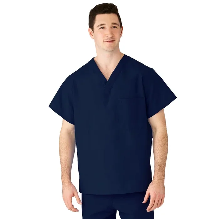 Medline AngelStat Unisex Reversible V-Neck 2 Pocket Scrub Top With Medline – Navy