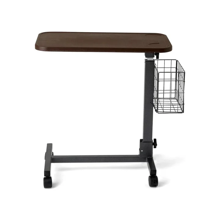 Medline Folding Flat Overbed Table with Basket
