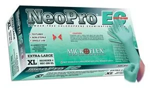 Microflex Medical Exam Glove NonSterile Polyisoprene Extended Cuff Length Textured Fingertips Green