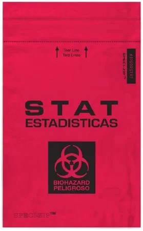 Minigrip Speci-Zip Specimen Transport Bag with Document Pouch 6 X 9 Inch Polyethylene STAT / Biohazard Symbol Zip Closure NonSterile – IP69RSTAT