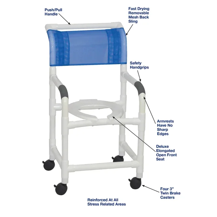MJM International 118-3TW Standard Shower Chair with Commode Seat