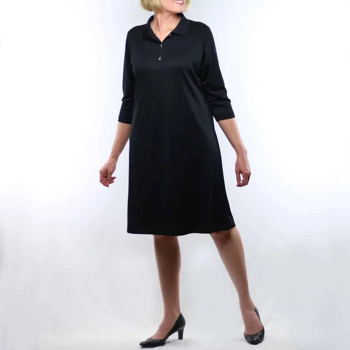 Narrative Apparel DRESS, POLO KNIT 3/4SLEEVE SOLID BLK WMNS XLG D/S – WDBPS0525