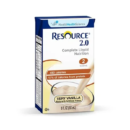 Nestle Healthcare Nutrition Resource 2.0 Oral Supplement Very Vanilla Flavor 8 oz. Carton Ready to Use – 10043900180103