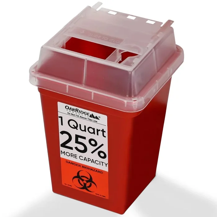 Oakridge Products Sharps Container 1 Quart Biohazard Needle Disposal