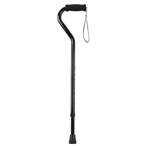 Offset Handle Adjustable Height Cane, Black