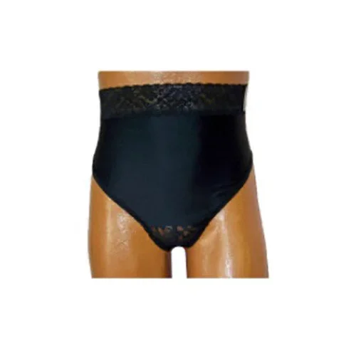 OPTIONS Ladies’ Backless with Split-Lace Crotch and Built-In Barrier/Support, Black, Right-Side Stoma, X-Small