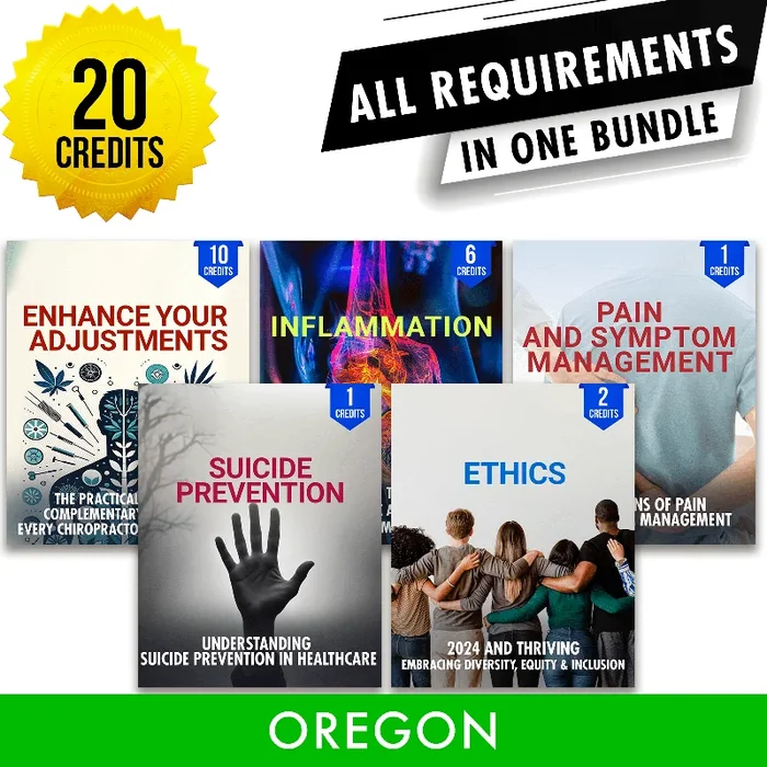 Oregon Package 3: Full Recertification – All Required Chiropractic Continuing Education Hours in One Package, 20 Credits