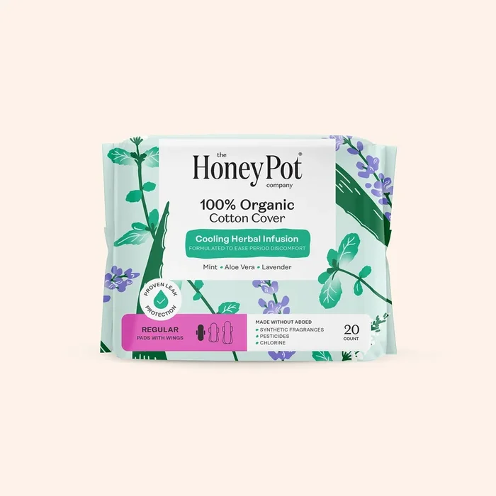 Organic Cotton Cover Cooling Herbal Infusion Regular Pads