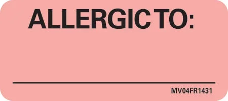 Precision Dynamics MedVision Pre-Printed Label Allergy Alert Allergic To: Fluorescent Red 1 X 2-1/4 Inch – V04FR1431