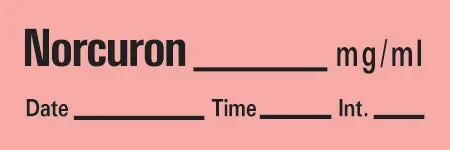 Precision Dynamics TimeMed Pre-Printed Label Timemed Anesthesia Label Norcuron Fluorescent Red 1-1/2 X 1/2 Inch – AN-150