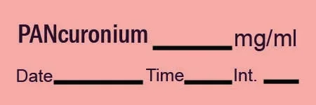 Precision Dynamics TimeMed Pre-Printed Label Timemed Anesthesia Label PANcuronium Fluorescent Red 1-1/2 X 1/2 Inch – AN-18