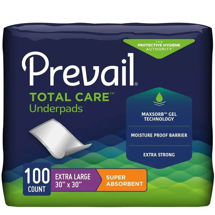 Prevail Underpads Total Care Súper Absorbencia – 30″ x 30″