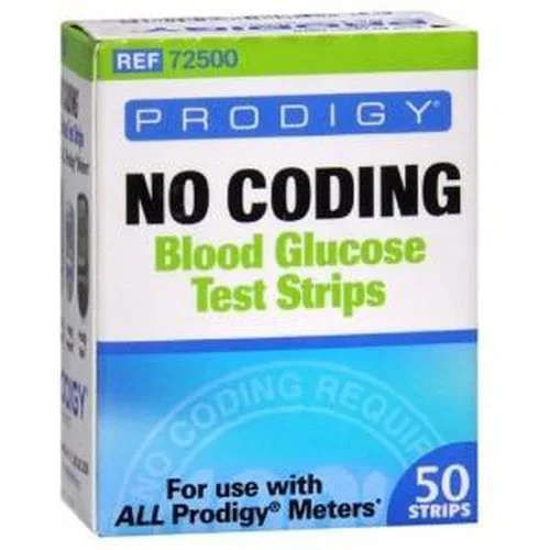 Prodigy Diabetes Care Blood Glucose Test Strips 50 Strips Box No Coding Required For All Prodigy Meters