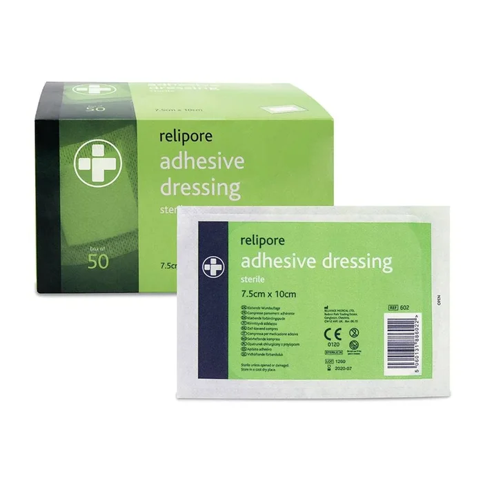 Relipore Adhesive Dressing Pads 10cm x 7.5cm Box of 50