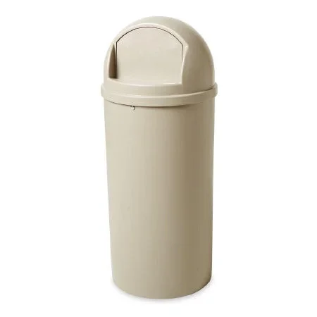 Saalfeld Redistribution Marshal Classic Trash Can 15 gal. Round Beige Thermoset Polyester Push Open – FG816088BEIG