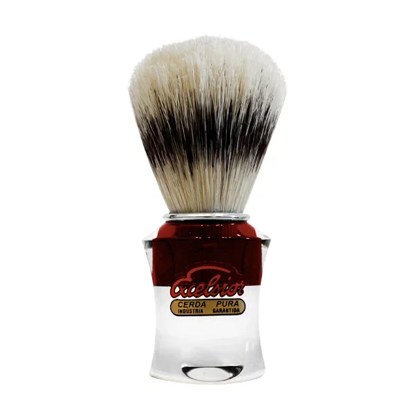 Semogue 830 Hereditas Red and Clear Acrylic Striped Boar Brush #10071908
