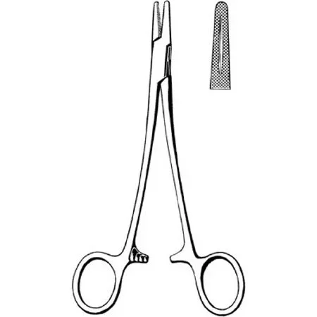 Sklar Econo Needle Holder 6 Inch Straight Serrated Tip Finger Ring Handle – 21-847