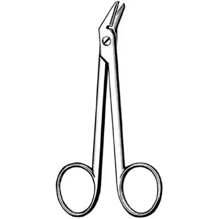 Sklar Surgi-OR Wire Cutting Scissors 4-3/4 Inch Length Office Grade Stainless Steel NonSterile Finger Ring Handle Angled Blunt/Blunt – 95-364