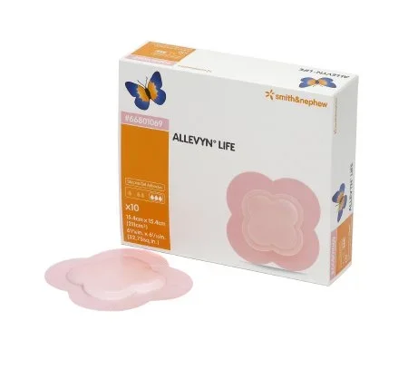Smith & Nephew Allevyn Life Silicone Foam Dressing 6 X 6 Inch Quadrilobe Silicone Adhesive with Border Sterile – 66801069