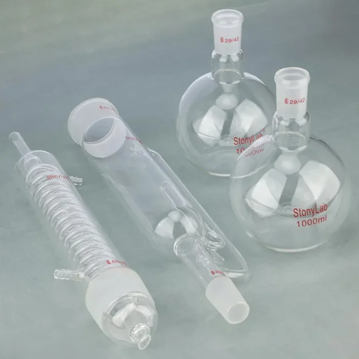 Soxhlet Extraction Kit – Borosilicate Glass 60/45 Extractor + Graham Condenser + 2x1000ml Flasks for Lab Use