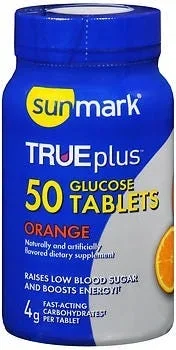 sunmark TRUEplus Glucose Tablet Orange, 50 per Bottle