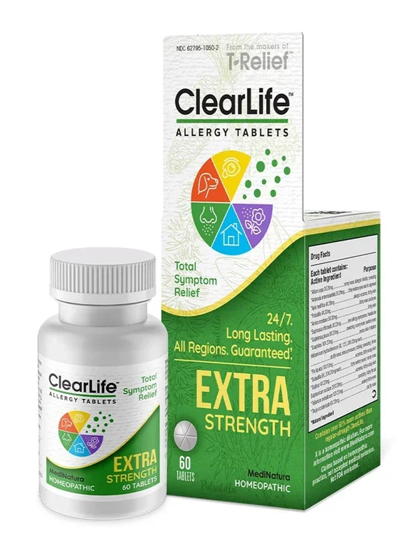 Tabletas claras de alivio de alergia de la vida. Fuerza extra