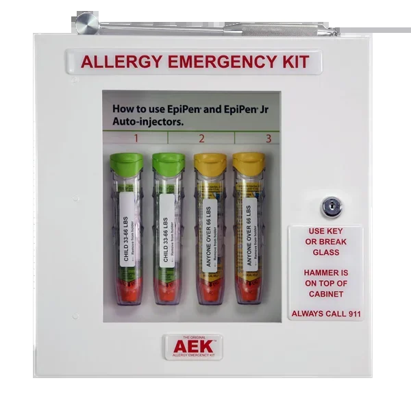 The Original Allergy Emergency Kit Cabinet with Lock & Emergency Access Hammer