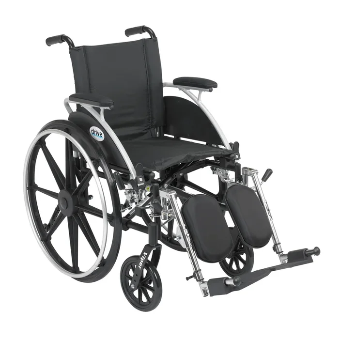 Viper Wheelchair with Flip Back Removable Arms, Desk Arms, Elevating Leg Rests, 14″ Seat
