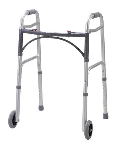 Walker Folding 2-Button Adult Alum w/5 Wheels (Drive)