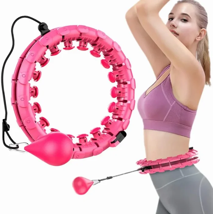 Weighted Hula Hoop – Advanced Exercise Equipment (Pink – 24 Sections)