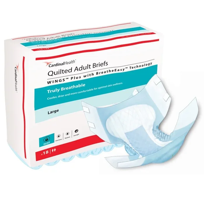 Wings Quilted Plus with BreatheEasy Technology Incontinence Brief